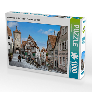 CALVENDO Puzzle Rothenburg ob der Tauber – Ploenlein um 1900 1000 Teile Lege-Größe 64 x 48 cm Foto-Puzzle Bild von André Tetsch