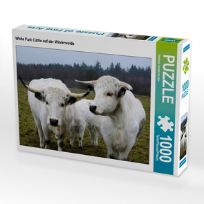 CALVENDO Puzzle White Park Cattle auf der Winterweide 1000 Teile Lege-Größe 64 x 48 cm Foto-Puzzle Bild von Stefanie Goldscheider