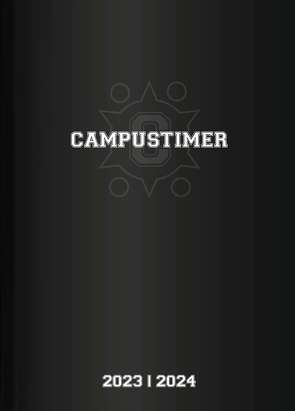 Campustimer Black – A5 Semester-Planer – Studenten-Kalender 2023/2024 – Notiz-Buch – schwarz – Weekly – Alpha Edition