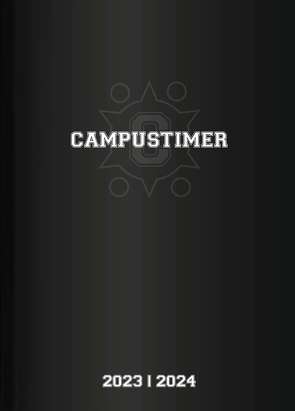 Campustimer Black – A6 Semester-Planer – Studenten-Kalender 2023/2024 – Notiz-Buch – schwarz – Weekly – Alpha Edition