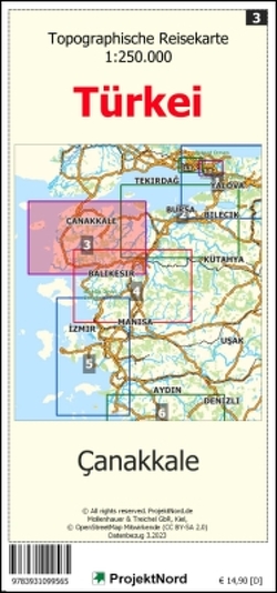 Canakkale – Topographische Reisekarte 1:250.000 Türkei (Blatt 3) von Mollenhauer,  Jens Uwe