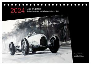 Cars and Stars, Retro-Motorsport-Gemälde in SW (Tischkalender 2024 DIN A5 quer), CALVENDO Monatskalender von Bartsch / design,  bartsch.,  Andreas