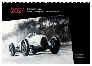 Cars and Stars, Retro-Motorsport-Gemälde in SW (Wandkalender 2024 DIN A2 quer), CALVENDO Monatskalender von Bartsch / design,  bartsch.,  Andreas