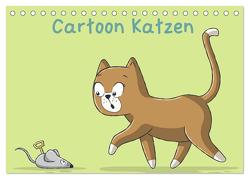Cartoon Katzen (Tischkalender 2024 DIN A5 quer), CALVENDO Monatskalender von Wolf,  Gabi