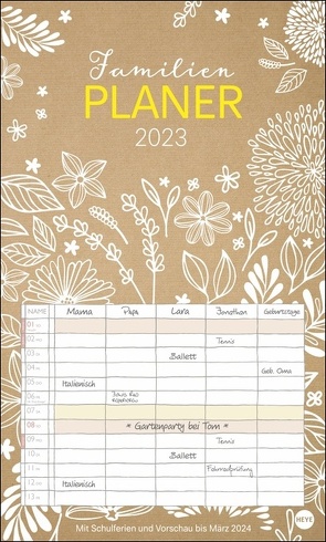 Chalk Drawing Familienplaner XL 2023. Familienkalender mit 5 Spalten. Kreativer und trendiger Familien-Wandkalender mit Schulferien. Großer Wandplaner 2023. von Heye