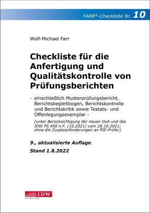 Checkliste 10 für die Anfertigung und Qualitätskontrolle von Prüfungsberichten von Farr,  Wolf-Michael
