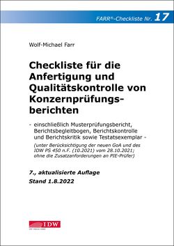 Checkliste 17 für die Anfertigung und Qualitätskontrolle von Konzernprüfungsberichten von Farr,  Wolf-Michael