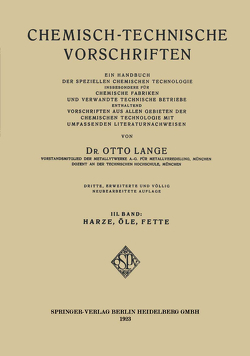 Chemisch-Technische Vorschriften von Lange,  Dr. Otto