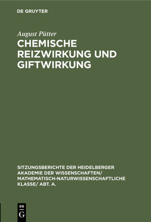 Chemische Reizwirkung und Giftwirkung von Pütter,  August, Trefftz,  E.