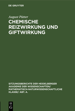 Chemische Reizwirkung und Giftwirkung von Pütter,  August, Trefftz,  E.