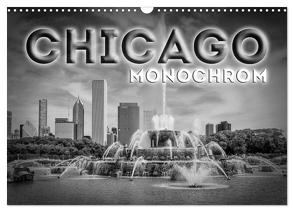 CHICAGO Monochrom (Wandkalender 2024 DIN A3 quer), CALVENDO Monatskalender von Viola,  Melanie