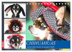 Chihuahuas. Zuckersüße Hunde im lustigen Outfit (Tischkalender 2024 DIN A5 quer), CALVENDO Monatskalender von Hurley,  Rose