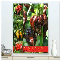 Chilis – Höllisch scharfe Früchtchen (hochwertiger Premium Wandkalender 2024 DIN A2 hoch), Kunstdruck in Hochglanz von Cross,  Martina