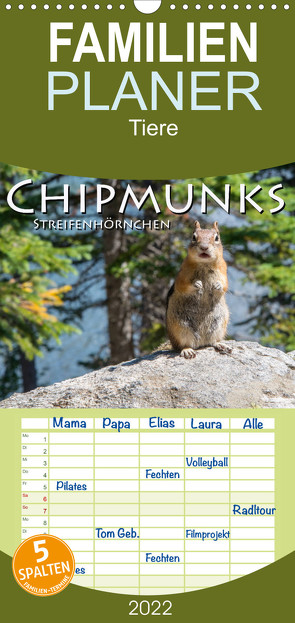 Familienplaner Chipmunks Streifenhörnchen (Wandkalender 2022 , 21 cm x 45 cm, hoch) von Styppa,  Robert