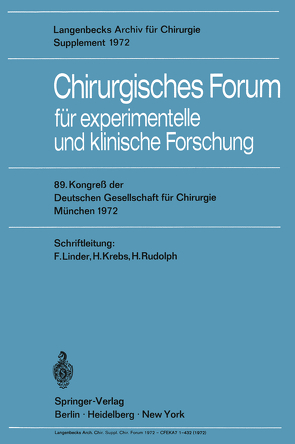 Chirurgisches Forum für experimentelle und klinische Forschung von Krebs,  H., Lindner,  F., Rudolph,  H.