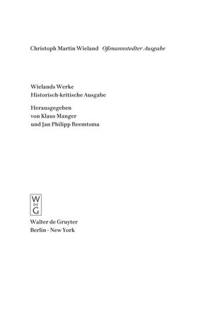 Christoph Martin Wieland: Werke / Text von Immer,  Nikolas