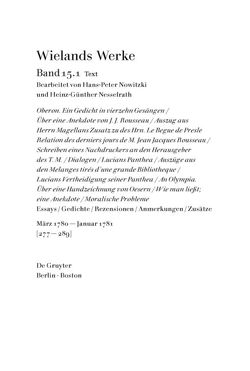 Christoph Martin Wieland: Werke / Text von Nesselrath,  Heinz-Günther, Nowitzki,  Hans-Peter