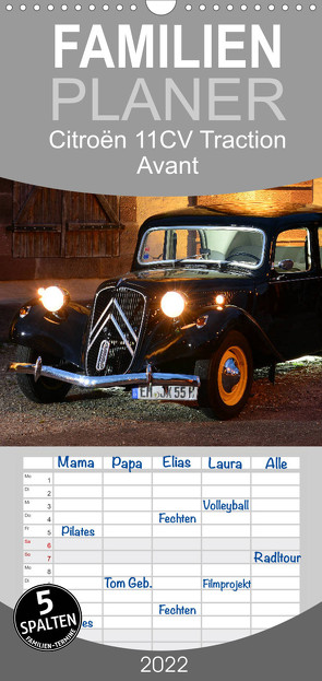 Familienplaner Citroën 11CV Traction Avant (Wandkalender 2022 , 21 cm x 45 cm, hoch) von Laue,  Ingo