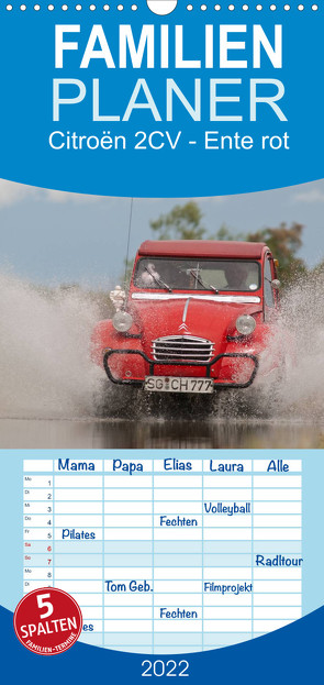 Citroën 2CV – Ente rot – Familienplaner hoch (Wandkalender 2022 , 21 cm x 45 cm, hoch) von Bölts,  Meike