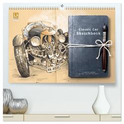 Classic Car Sketchbook (hochwertiger Premium Wandkalender 2024 DIN A2 quer), Kunstdruck in Hochglanz von Silver,  Marie