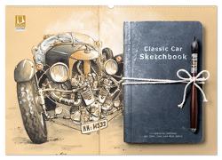 Classic Car Sketchbook (Wandkalender 2024 DIN A2 quer), CALVENDO Monatskalender von Silver,  Marie