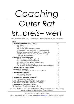 Coaching: Guter Rat ist seinen Preis- wert von Jessen,  Fred