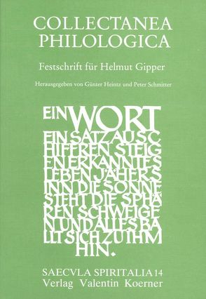 Collectanea Philologica von Heintz,  Günter, Schmitter,  Peter