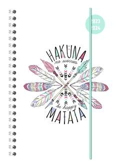 Collegetimer Hakuna Matata 2023/2024 – Schüler-Kalender A5 (15×21 cm) – Ringbindung – Weekly – 224 Seiten – Terminplaner – Alpha Edition