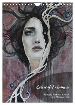 Colourful Women – Fantasy-Frauenportraits in Acryl und Mischtechnik (Wandkalender 2024 DIN A4 hoch), CALVENDO Monatskalender von JuPasArt,  JuPasArt