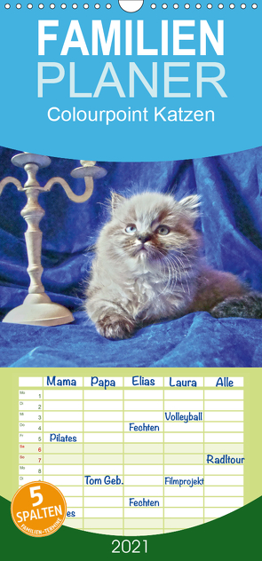 Colourpoint Katzen – Familienplaner hoch (Wandkalender 2021 , 21 cm x 45 cm, hoch) von Säume,  Sylvia