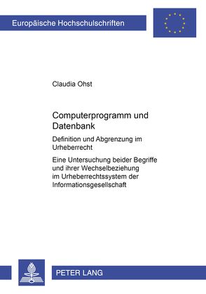Computerprogramm und Datenbank von Ohst,  Claudia