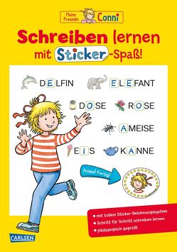 Conni Gelbe Reihe (Beschäftigungsbuch): Schreiben lernen mit Sticker-Spaß von Sörensen,  Hanna, Velte,  Ulrich