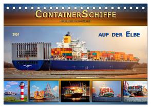Containerschiffe auf der Elbe (Tischkalender 2024 DIN A5 quer), CALVENDO Monatskalender von Roder,  Peter
