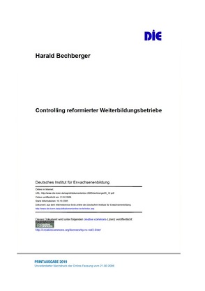 Controlling reformierter Weiterbildungsbetriebe von Bechberger,  Harald