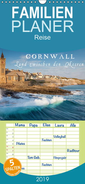 Cornwall – Land zwischen den Meeren – Familienplaner hoch (Wandkalender 2019 , 21 cm x 45 cm, hoch) von Mueringer,  Christian