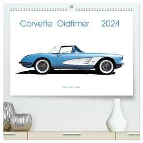 Corvette Oldtimer 2024 (hochwertiger Premium Wandkalender 2024 DIN A2 quer), Kunstdruck in Hochglanz von J. Koller,  Alois