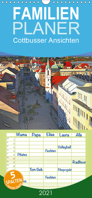 Cottbusser Ansichten – Familienplaner hoch (Wandkalender 2021 , 21 cm x 45 cm, hoch) von Witkowski,  Bernd