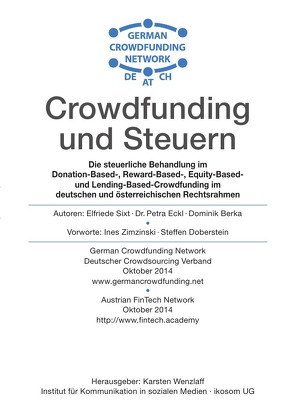Crowdfunding und Steuern von Berka,  Dominik, Eckl,  Petra, Sixt,  Elfriede, Wenzlaff,  Karsten