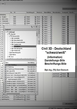 Cvil 3D Deutschland / Civil 3D-Deutschland, 2. Buch, „schwarz/weiß“ (Information), Darstellungs-Stile, Beschriftungs-Stile von Domsch,  Gert