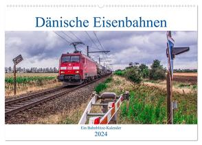 Dänische Eisenbahnen (Wandkalender 2024 DIN A2 quer), CALVENDO Monatskalender von (Jan van Dyk,  Stefan Jeske,  Marcel Wloka),  bahnblitze.de