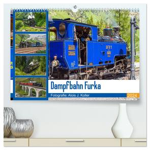 Dampfbahn Furka 2024 (hochwertiger Premium Wandkalender 2024 DIN A2 quer), Kunstdruck in Hochglanz von J. Koller 4Pictures.ch,  Alois
