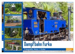 Dampfbahn Furka 2024 (Wandkalender 2024 DIN A3 quer), CALVENDO Monatskalender von J. Koller 4Pictures.ch,  Alois