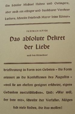 Das absolute Dekret der Liebe von Mayer,  Friedrich