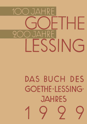 Das Buch des Goethe-Lessing-Jahres 1929 von von Hindenburg,  Paul