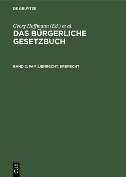 Das Bürgerliche Gesetzbuch / Familienrecht. Erbrecht von Brückner, Erler, Hoffmann,  Georg