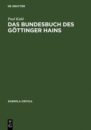 Das Bundesbuch des Göttinger Hains von Kahl,  Paul