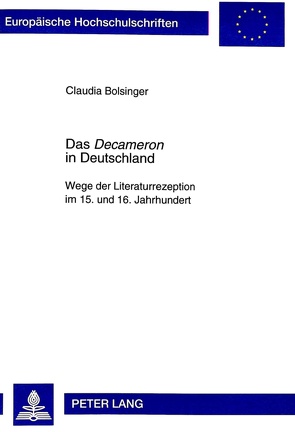 Das «Decameron» in Deutschland von Bolsinger,  Claudia