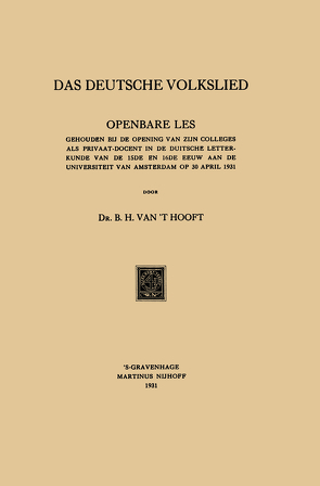 Das Deutsche Volkslied von Hooft,  B.H.