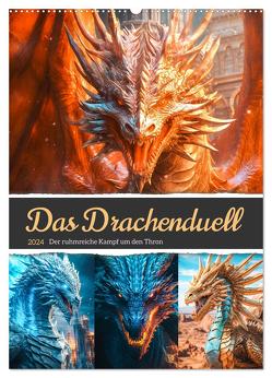 Das Drachenduell (Wandkalender 2024 DIN A2 hoch), CALVENDO Monatskalender von Gierok-Latniak,  Steffen