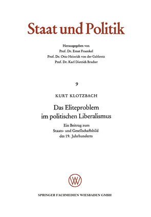 Das Eliteproblem im politischen Liberalismus von Klotzbach,  Kurt